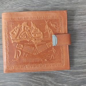 Stunning natural leather embossed Australia vintage wallet. New